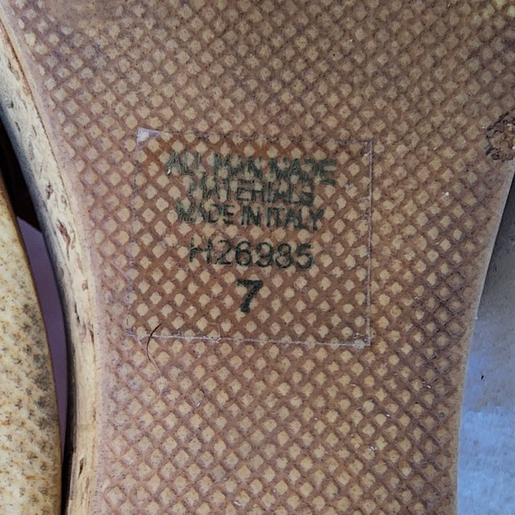 Marzia Vellini Wedge Sandals Slides Faux Croc Orange Cork Platform Size 7 - Picture 4 of 6